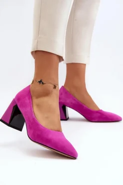 Online Buty damskie Vinceza Zamszowe Czółenka Na Słupku Fuksja Alessyndra Różowy