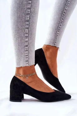 Czółenka Zamszowe|Czółenka Na Słupku>Boto Zamszowe Czółenka Na Słupku Czarne Rossie