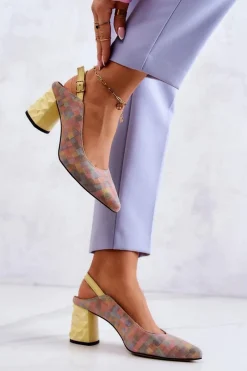 Czółenka Na Słupku|Czółenka Klasyczne>Maciejka Zamszowe Czółenka Na Słupku 05427-39 Multikolor