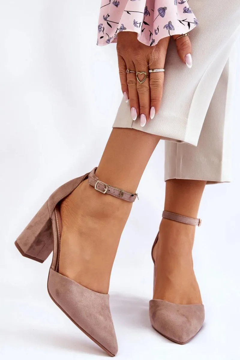 Best Boto Zamszowe Czółenka Na Słupku Ciemnobeżowe Lexie