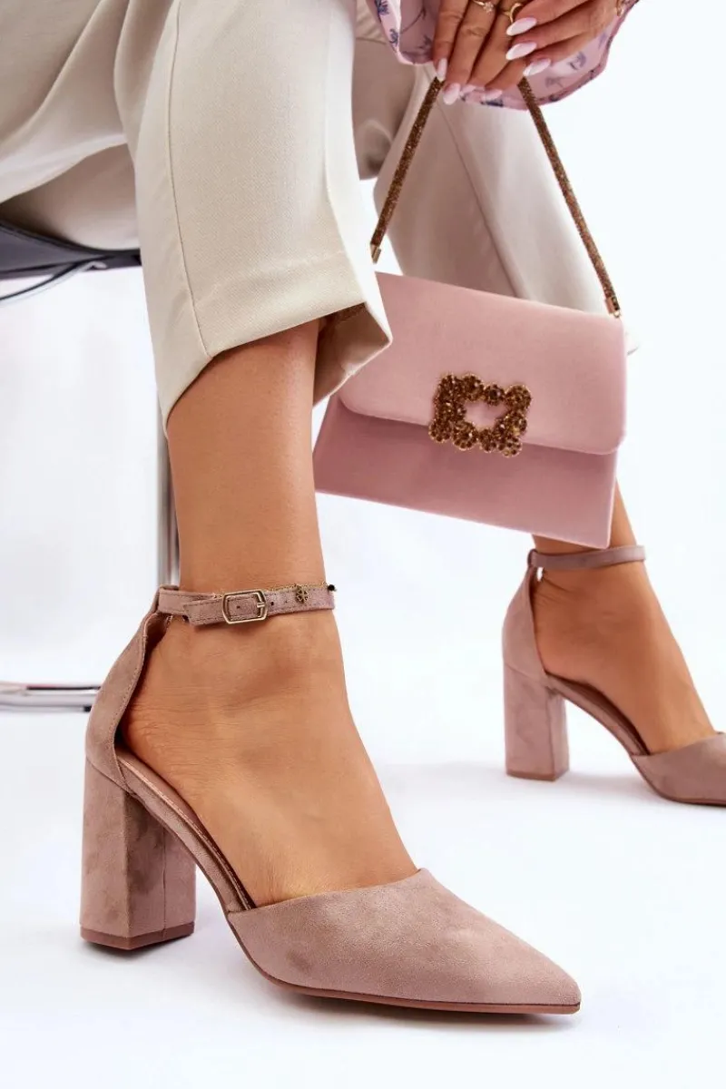 Best Boto Zamszowe Czółenka Na Słupku Ciemnobeżowe Lexie