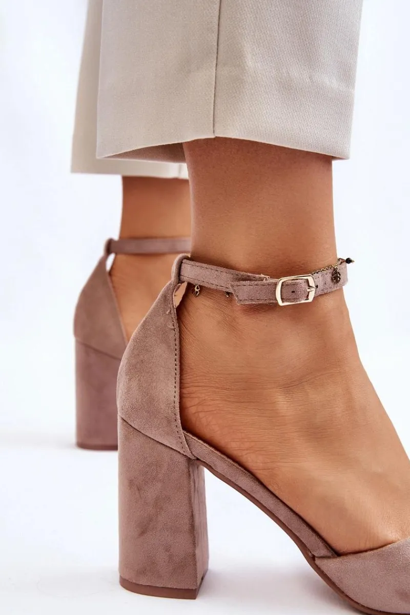 Best Boto Zamszowe Czółenka Na Słupku Ciemnobeżowe Lexie