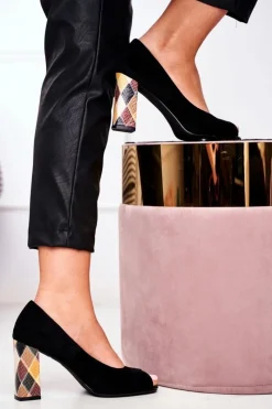 Online Buty Sergio Leone Zamszowe Czółenka Sergio Leone PB135 Czarne