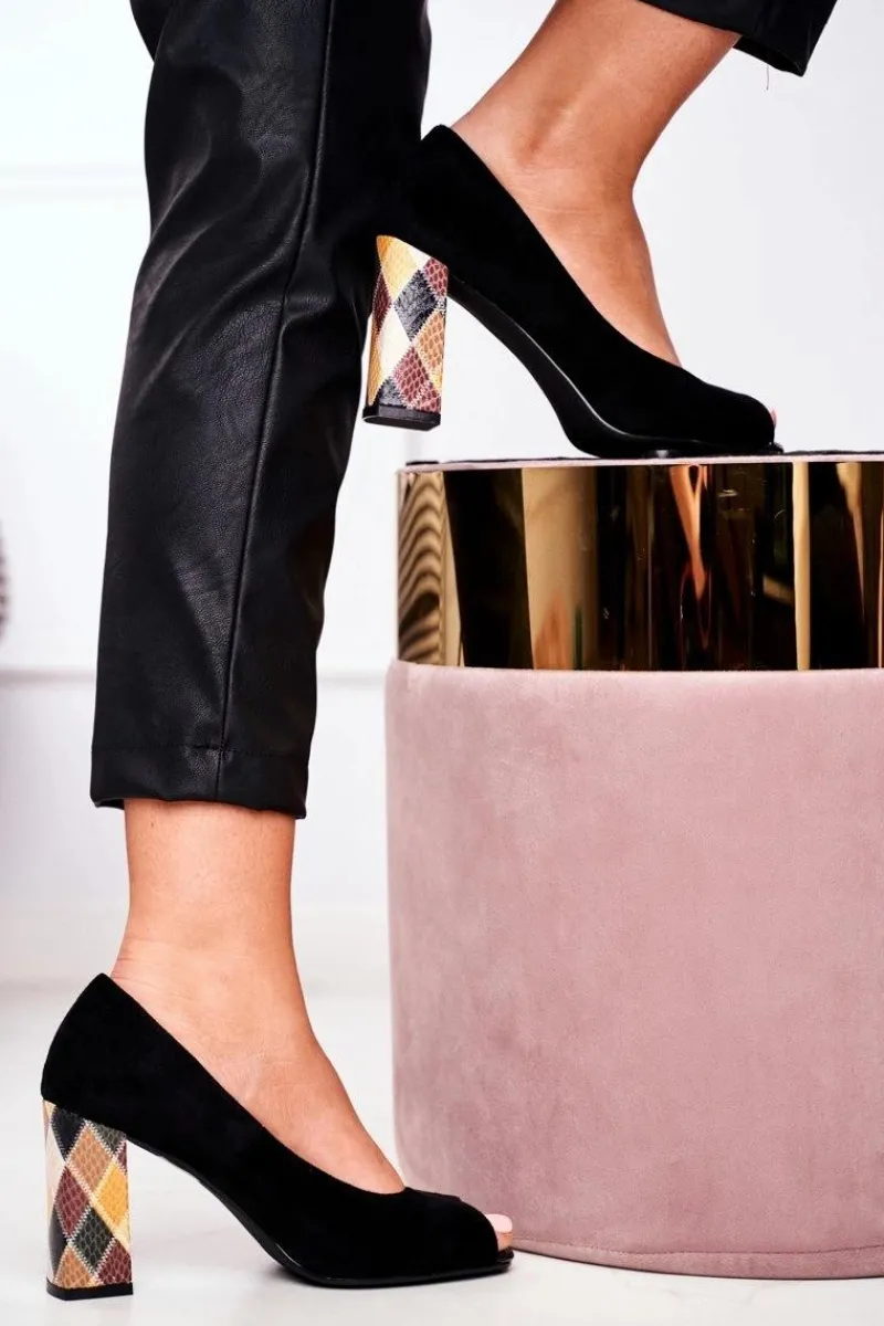 Online Buty Sergio Leone Zamszowe Czółenka Sergio Leone PB135 Czarne