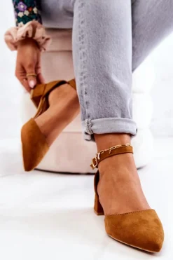 Best Zamszowe Czółenka W Szpic Camel Calliope Damskie Czółenka Zamszowe|Czółenka Na Słupku