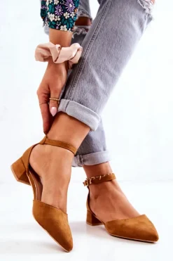 Best Zamszowe Czółenka W Szpic Camel Calliope Damskie Czółenka Zamszowe|Czółenka Na Słupku