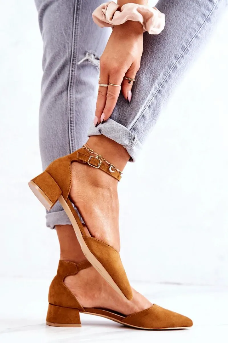 Best Zamszowe Czółenka W Szpic Camel Calliope Damskie Czółenka Zamszowe|Czółenka Na Słupku