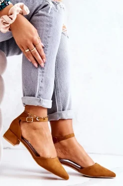 Best Zamszowe Czółenka W Szpic Camel Calliope Damskie Czółenka Zamszowe|Czółenka Na Słupku