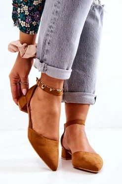 Best Zamszowe Czółenka W Szpic Camel Calliope Damskie Czółenka Zamszowe|Czółenka Na Słupku