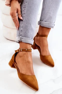 Best Zamszowe Czółenka W Szpic Camel Calliope Damskie Czółenka Zamszowe|Czółenka Na Słupku