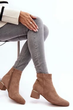 Brązowe I Beżowe Botki|Botki Na Obcasie><noscript><img width=