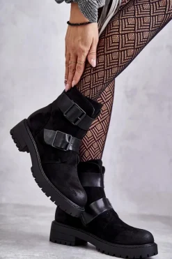 Best Boto Zamszowe Damskie Botki Na Suwak Czarne Gritta