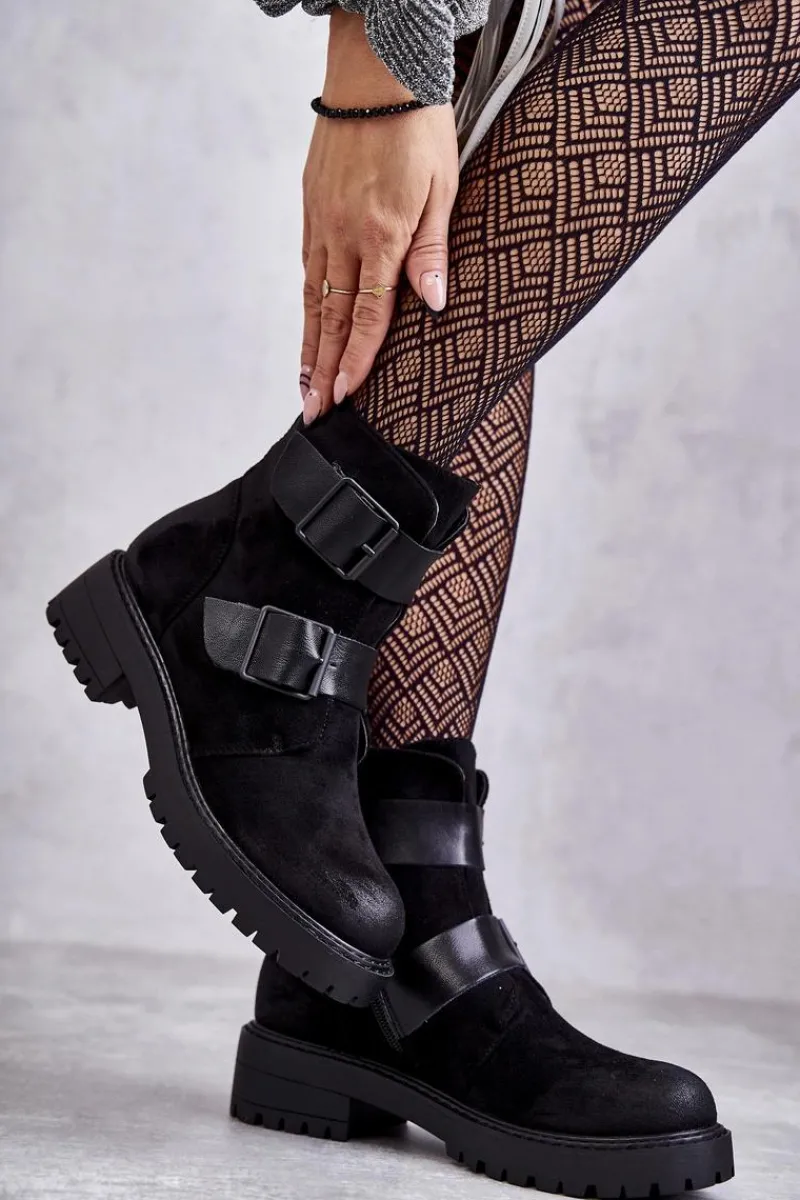 Best Boto Zamszowe Damskie Botki Na Suwak Czarne Gritta