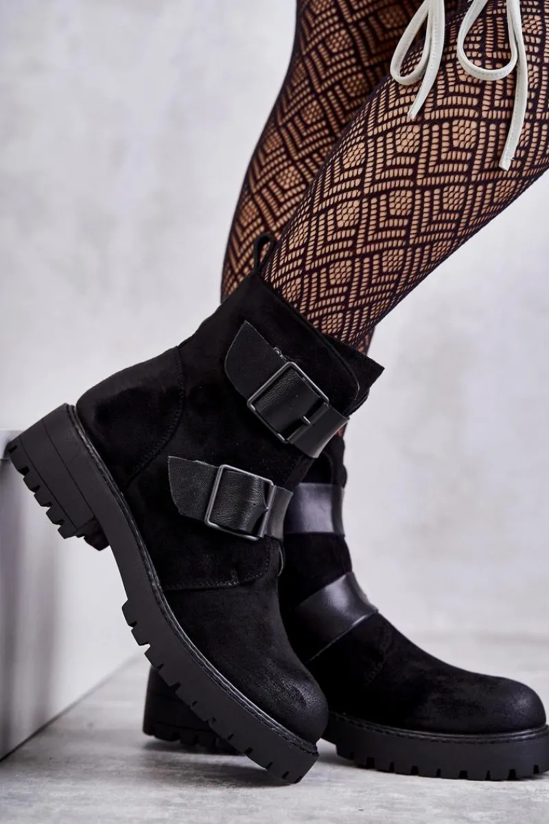 Best Boto Zamszowe Damskie Botki Na Suwak Czarne Gritta