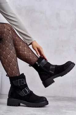 Best Boto Zamszowe Damskie Botki Na Suwak Czarne Gritta