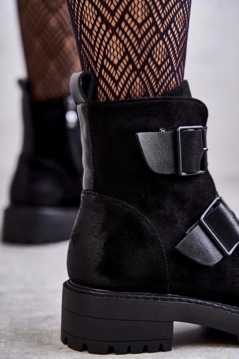 Best Boto Zamszowe Damskie Botki Na Suwak Czarne Gritta
