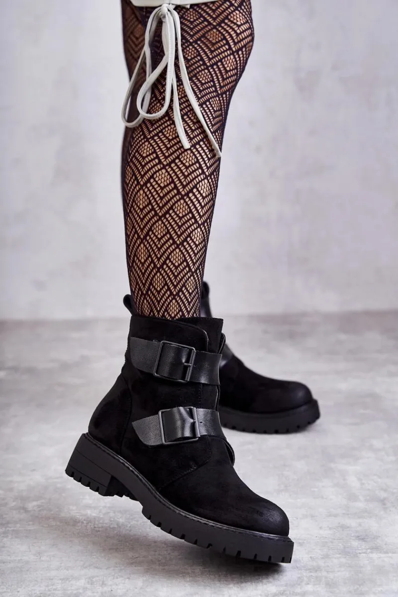 Best Boto Zamszowe Damskie Botki Na Suwak Czarne Gritta