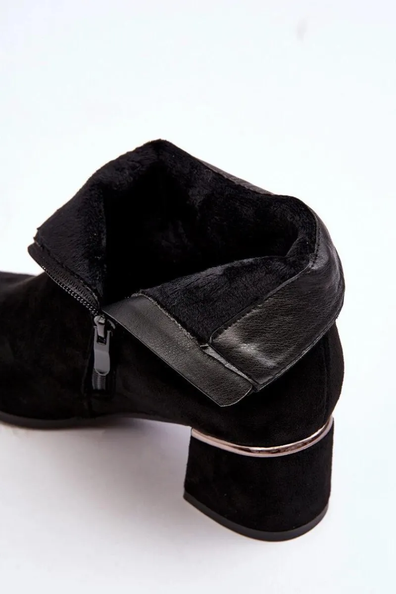 Czarne Botki|Brązowe I Beżowe Botki>Evento Zamszowe Damskie Botki Na Obcasie Czarne Mebassa