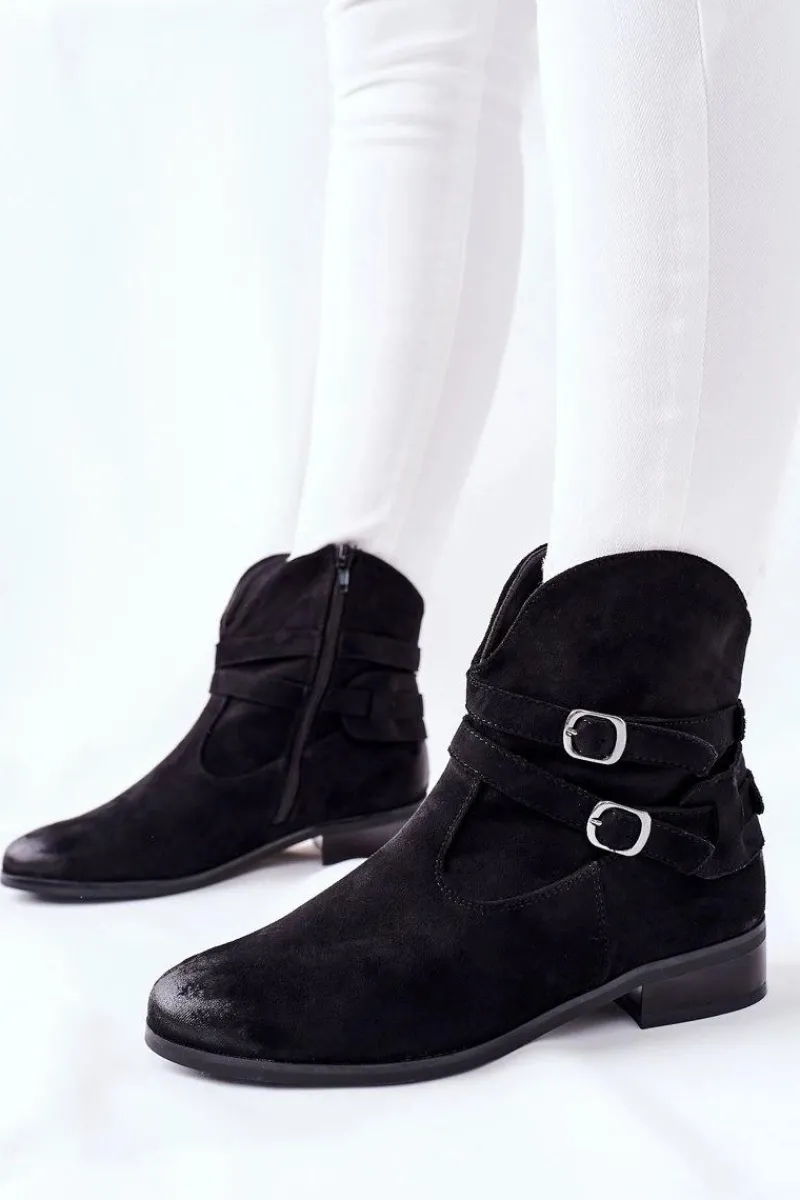 Clearance Buty damskie Vinceza Zamszowe Damskie Botki Ocieplane Czarne Castlerock