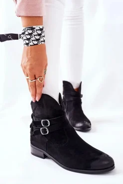 Clearance Buty damskie Vinceza Zamszowe Damskie Botki Ocieplane Czarne Castlerock