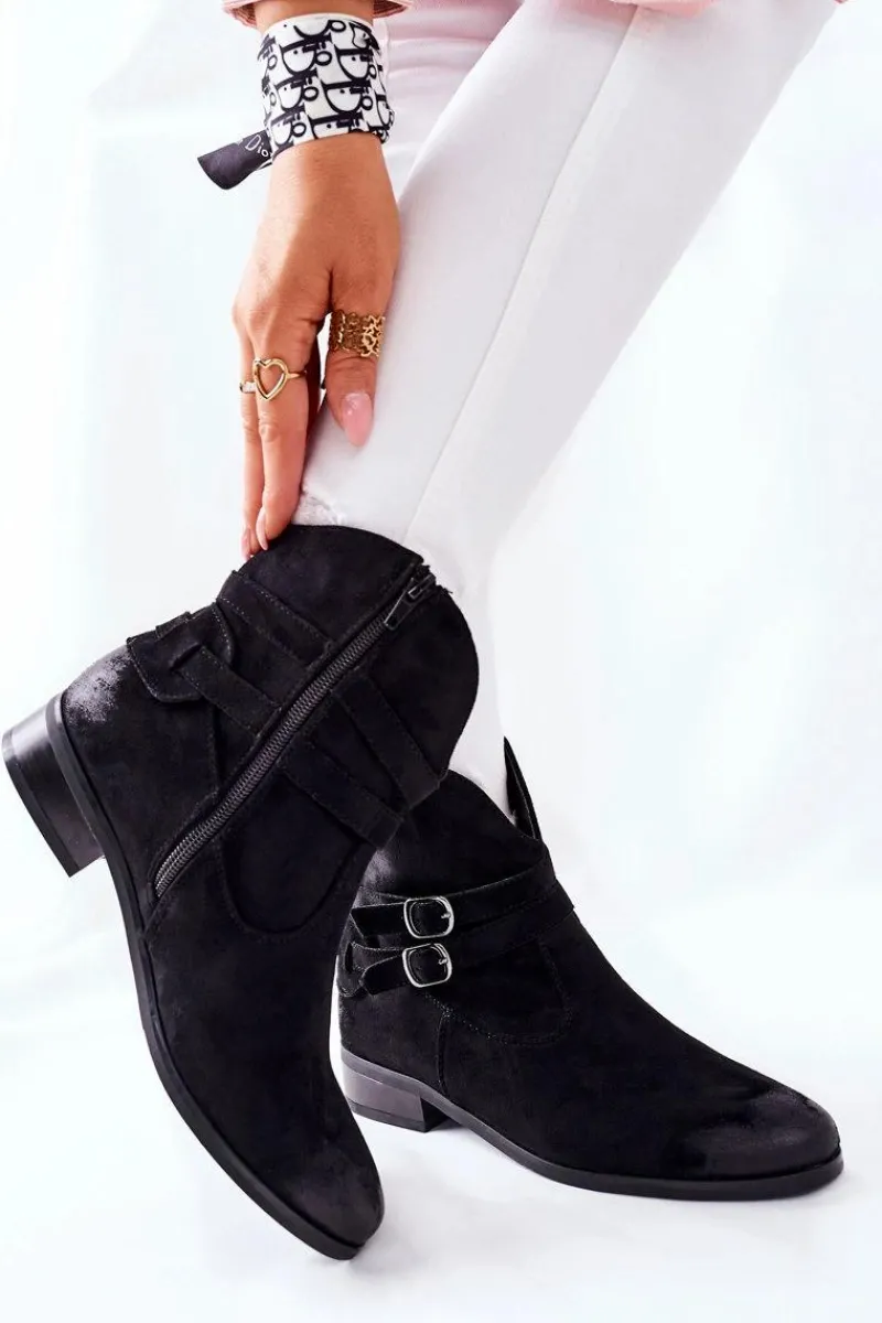 Clearance Buty damskie Vinceza Zamszowe Damskie Botki Ocieplane Czarne Castlerock