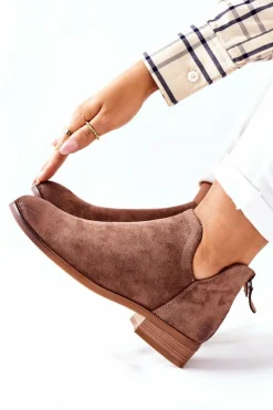 Sale Buty damskie Vinceza Zamszowe Damskie Botki Ocieplane Beżowe Joaliene