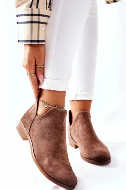 Sale Buty damskie Vinceza Zamszowe Damskie Botki Ocieplane Beżowe Joaliene