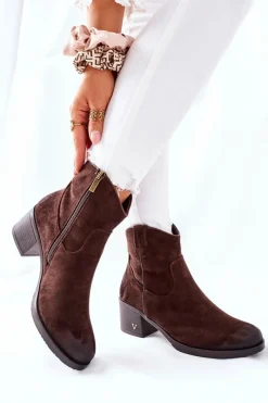 Hot Buty damskie Vinceza Zamszowe Damskie Botki Ocieplane Brązowe Hillbrook