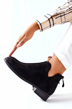 Czarne Botki|Botki Zimowe Damskie>Buty damskie Vinceza Zamszowe Damskie Botki Ocieplane Czarne Joaliene