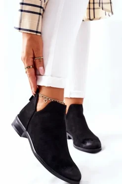 Czarne Botki|Botki Zimowe Damskie><noscript><img width=