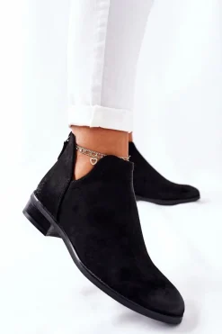 Czarne Botki|Botki Zimowe Damskie><noscript><img width=