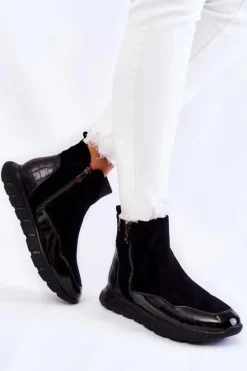 Best Buty damskie Vinceza Zamszowe Damskie Botki Sneakersy Vinceza 23-10789 Czarne