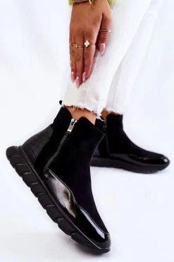 Best Buty damskie Vinceza Zamszowe Damskie Botki Sneakersy Vinceza 23-10789 Czarne