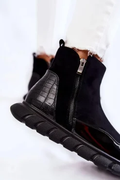 Best Buty damskie Vinceza Zamszowe Damskie Botki Sneakersy Vinceza 23-10789 Czarne