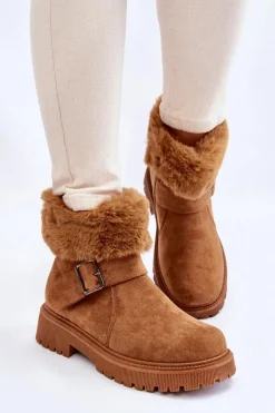 Best Boto Zamszowe Damskie Botki Z Futerkiem Na Suwak Camel Conquer