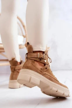 Sale Boto Zamszowe Damskie Botki Z Wycięciami Camel Everly Brązowy