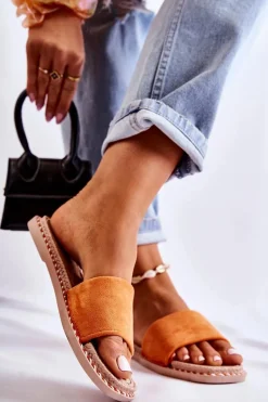 Best Zamszowe Damskie Klapki Pomarańczowe Sunset Damskie Klapki Damskie Klasyczne