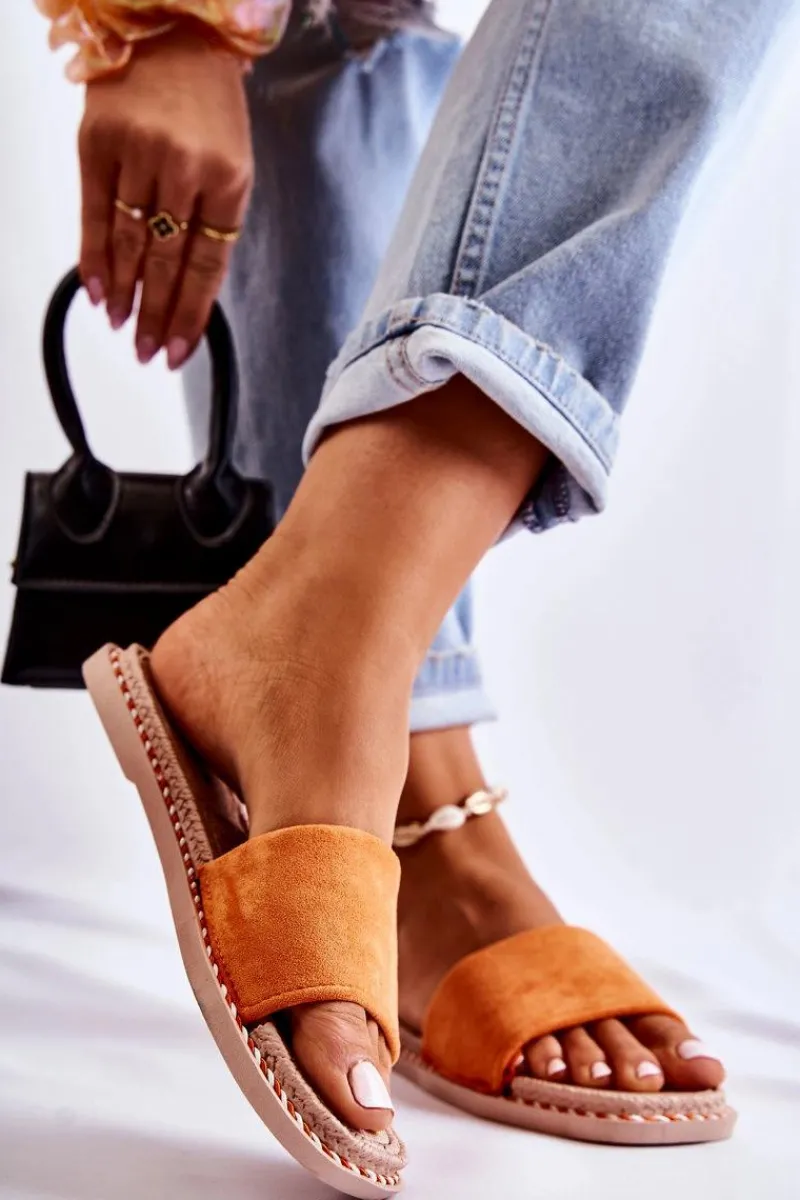 Best Zamszowe Damskie Klapki Pomarańczowe Sunset Damskie Klapki Damskie Klasyczne