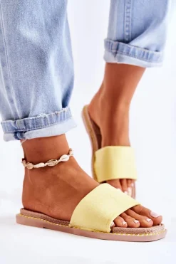 Boto Zamszowe Damskie Klapki Żółte Sunset