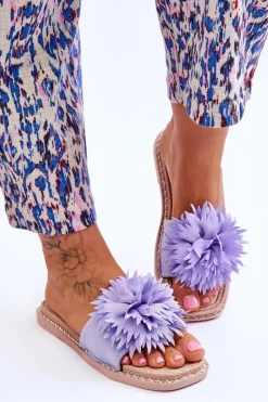 Outlet Zamszowe Damskie Klapki Z Ozdobą Fioletowe Giorgia Damskie Klapki Damskie Klasyczne