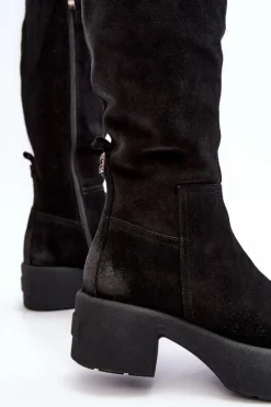 Best Boto Zamszowe Damskie Kozaki Przed Kolano Lemar Czarne Malayah