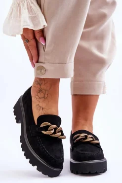 Damskie buty S.Barski Zamszowe Damskie Mokasyny S.Barski HX52-222 Czarne