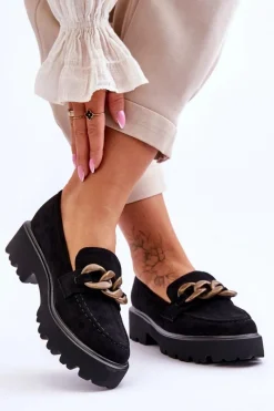 Damskie buty S.Barski Zamszowe Damskie Mokasyny S.Barski HX52-222 Czarne