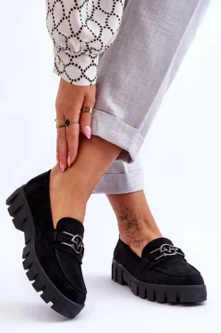 New Buty damskie Vinceza Zamszowe Damskie Mokasyny Czarne Sanvi