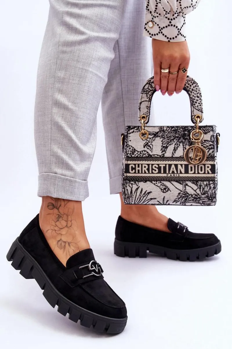 New Buty damskie Vinceza Zamszowe Damskie Mokasyny Czarne Sanvi