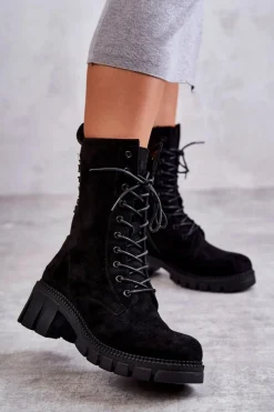 Botki Sznurowane|Czarne Botki><noscript><img width=