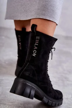 Botki Sznurowane|Czarne Botki><noscript><img width=