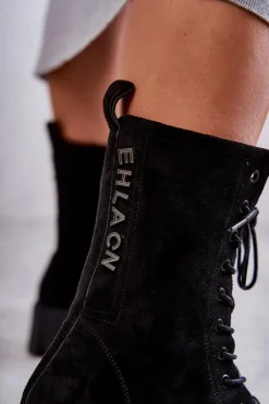 Botki Sznurowane|Czarne Botki><noscript><img width=