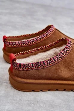 Outlet Zamszowe Damskie Papcie Z Futerkiem Camel Buffie Damskie Kapcie Klasyczne
