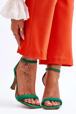 Sandały Na Obcasie>Boto Zamszowe Damskie Sandały Na Obcasie Zielone Rousses